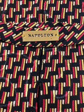 Vintage Napoleon 70s Wide Geometric Necktie Red Gold 4 Inch